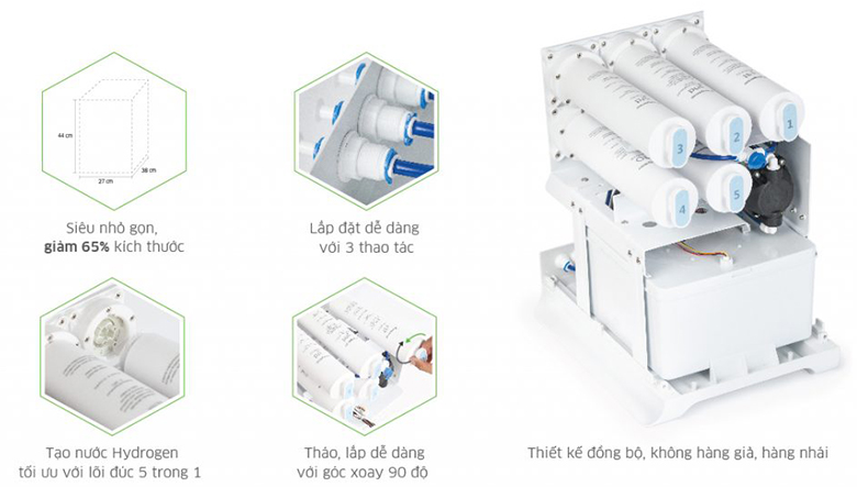 Máy lọc nước Kangaroo Hydrogen ion kiềm KG100MED 5 lõi tháo lắp nhanh